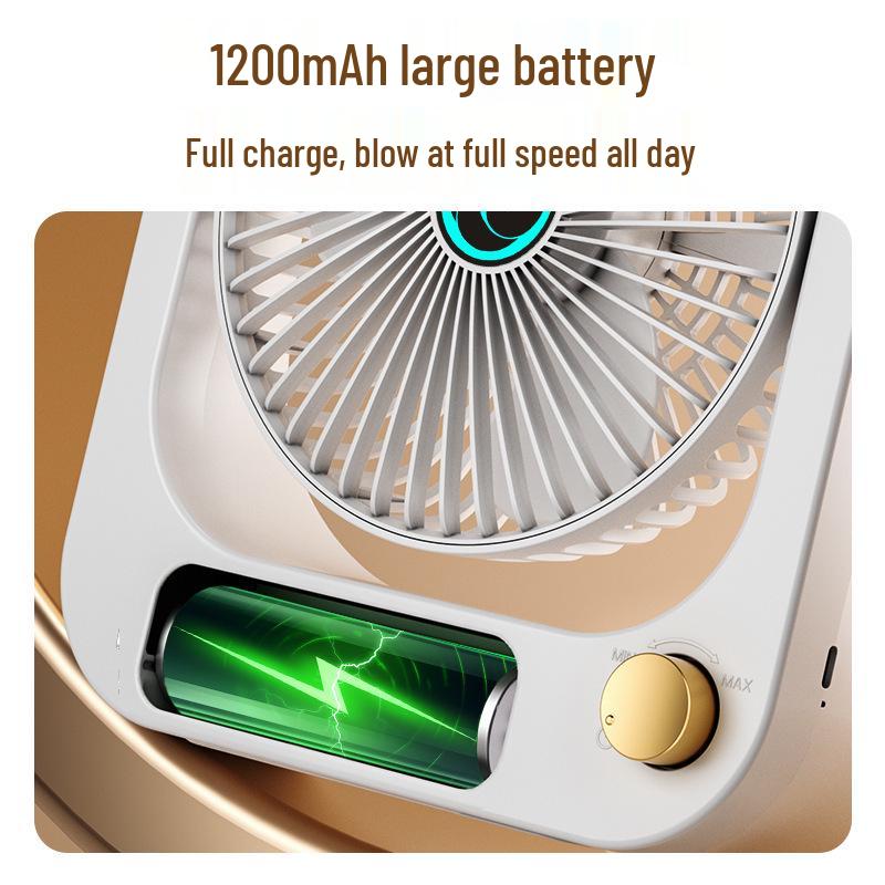 Wiederaufladbarer USB-Oszillations-Schreibtischventilator mit stufenloser Geschwindigkeitsregelung