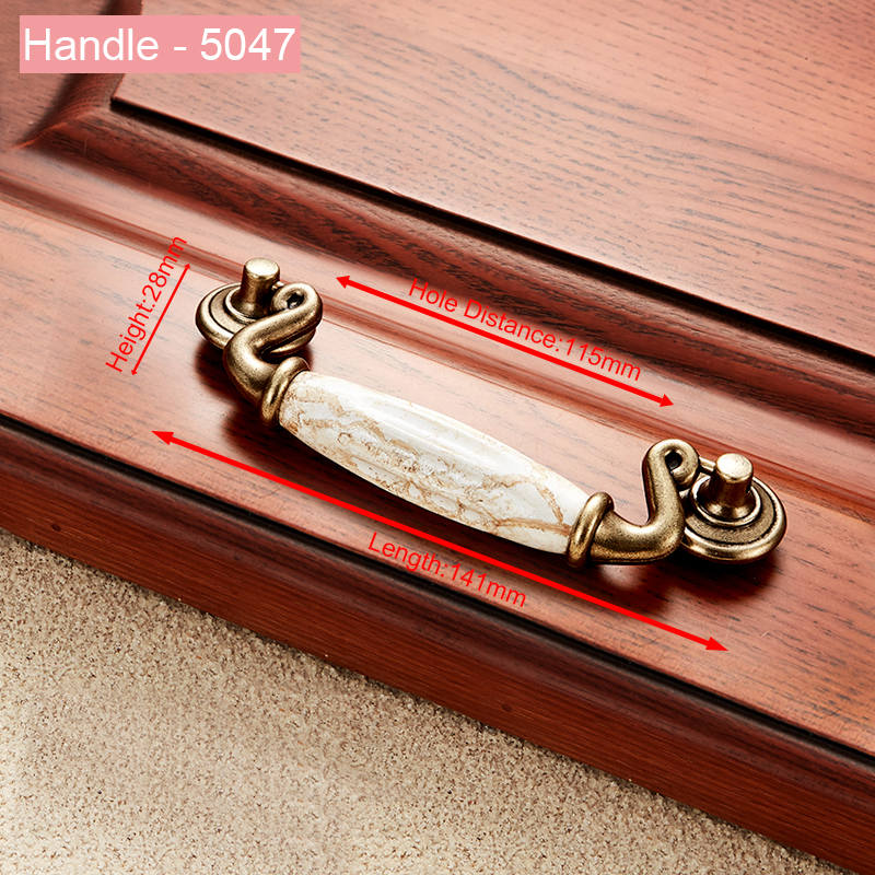 NAIERDI Marble Series Ceramic Cabinet Handles Zinc Alloy Cabinet Pulls Drawer Knobs Wardrobe Door Handles Furniture Handle