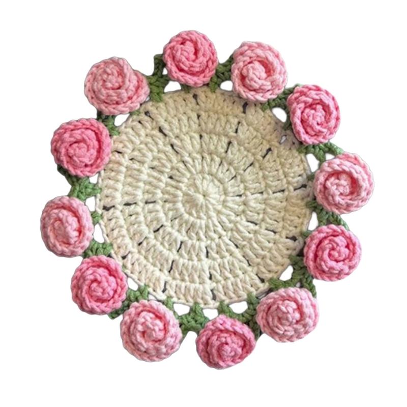 Rose Bouquet Crochet Coaster Kits Flower Coaster Crochet Starter Kits DIY Crochet Kits for Home Decoration