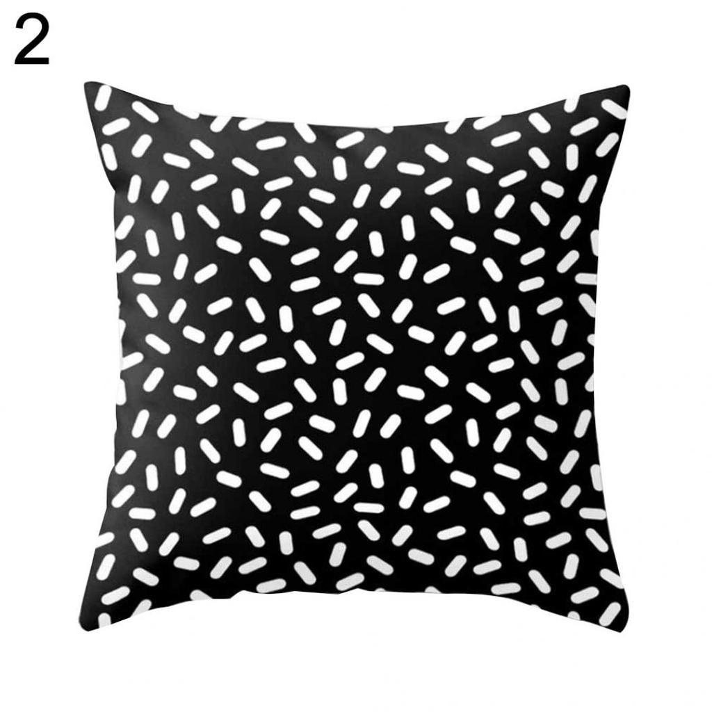 Modern Black and White Geometric Print Cushion Cover Sofa Decor Pillow Case