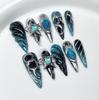 10Pcs Y2K Almond Press On Nails With Glue Handmade Metal Diamond Sweet Cool Full Cover Wearable Manicure Tips