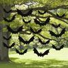 12pcs Hanging Bats Halloween Outdoor Decor Large Flying Plastic Bats 3 Sizes Hang On Trees Porches Yards Lawns Halloween Indoors