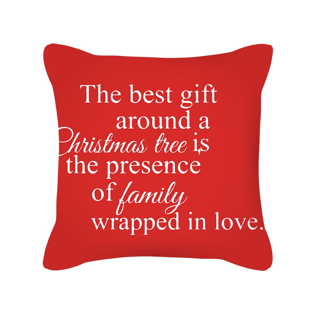 Red Christmas Elk Snowflake Letter Peach Velvet Pillow Cover Cushion New Home Furnishing