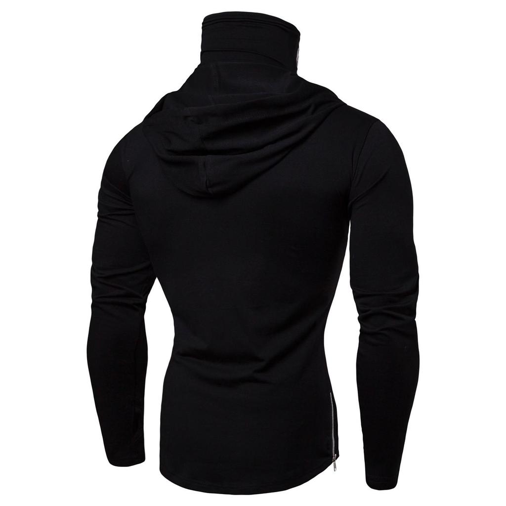Men's Winter 2021 Skull Print Hoodie with High Collar and Long Sleeves