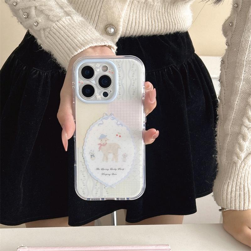 

Korean Style Lace Sheep iPhone Case for Models 14-17 Pro Max iPhone 14