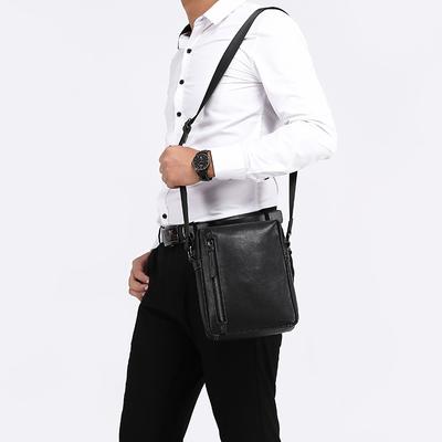 Echtleder Herren Casual Trend Herren Umhängetasche mit Oberschicht aus Rindsleder Vertikale Herren Schultertasche mit großer Kapazität