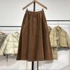 Autumn Winter Thick Corduroy Solid Loose Slimming Artistic Casual Flared Skirt Women