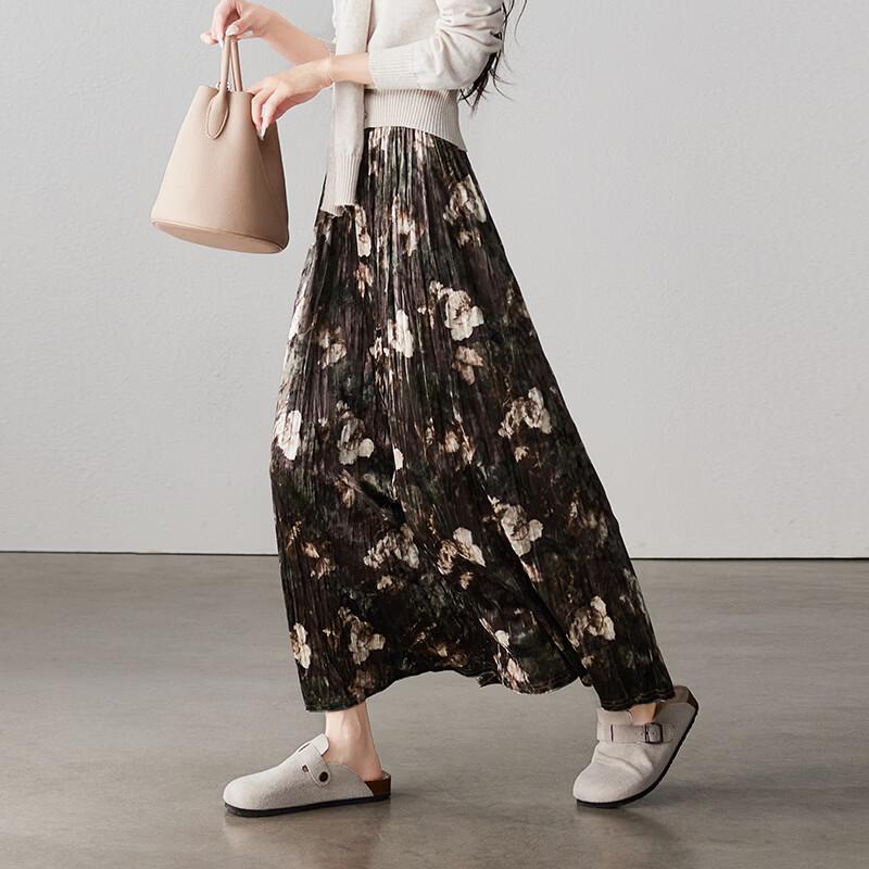 SOFSIL Pleated Floral A-Line Skirt 29/XL