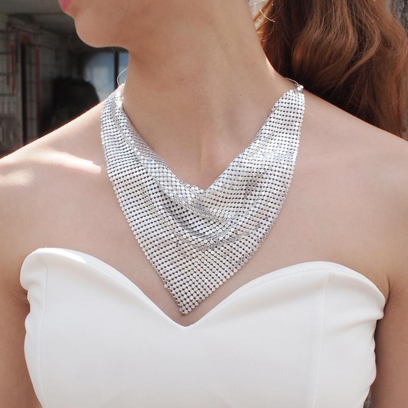 Leopard Sequin Choker & Earring Set Shining Triangle Scarf Indian Style Sexy Sequined Necklace