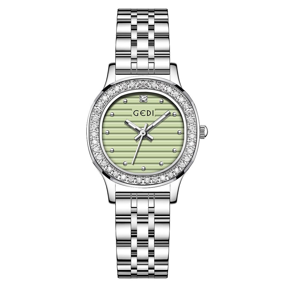 Fashion Women'S Diamond-Encrusted Quartz Steel Belt Watch Light Luxury High-End Sense Versatile Temperament Waterproof Watch