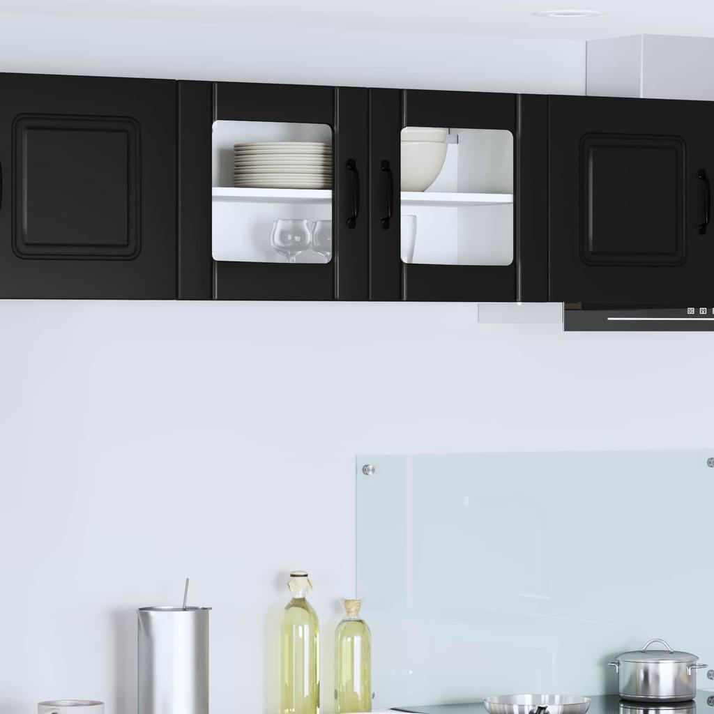 Wall Mounted Glass Cabinet LUCCA Black 80 X 31 X 40 Cm Particleboard