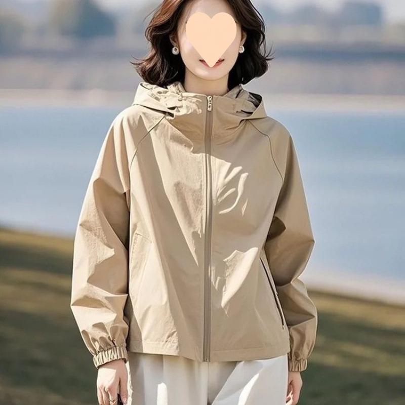 Loose Versatile Stylish Cropped Casual Hooded Jacket Spring Windbreaker