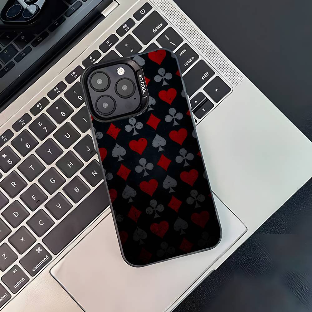 Ace of Spades Poker Phone Case For iPhone 17,16,15,14,13,12,11,Pro,XS,Max,Plus,Mini,SE4,E Black Matte Shockproof Cover