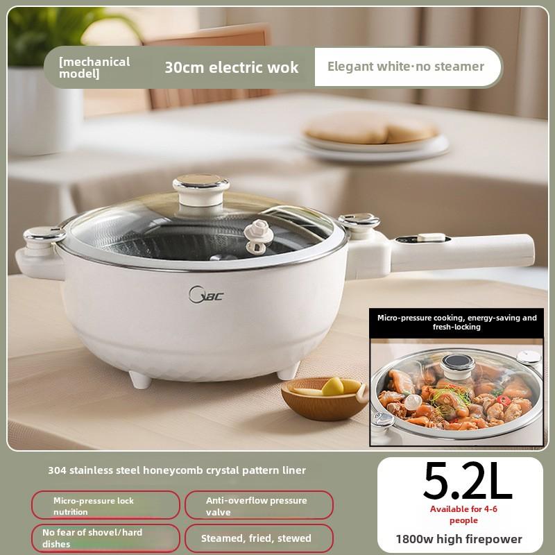 

304 Stainless Steel Electric Frying Wok Multifunctional Cooking Pot Home Appliance 5.2L/6.2L Micro Pressure Integrated Pot 220V 220V