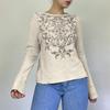 Women Clothes Basic Clothing Grunge Vintage y2k T Shirt 00s Grunge Fairycore Long Sleeve Tops Graphic Floral Print