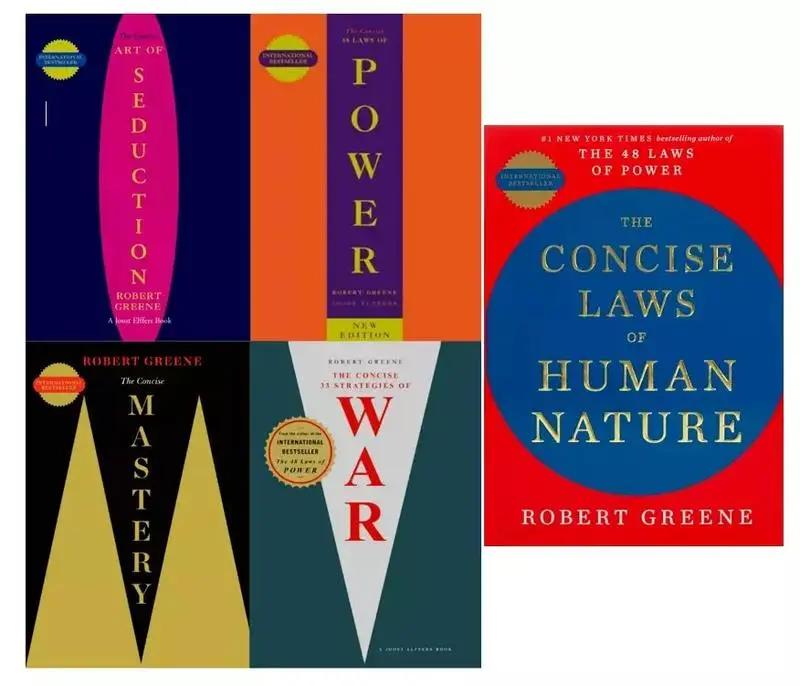 Coffret 5 livres de Robert Greene (ÉDITIONS CONCISES) – Ensemble Copie Exacte | 48 Lois du Pouvoir, L'Art de la Séduction, Maîtrise & Plus (Version plus petite)