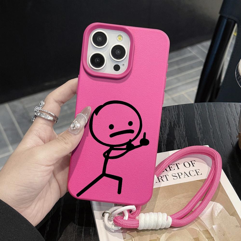 Wacky Stickman Strap Rope Phone Case For iPhone 17 16 15 14 13 12 Pro Max 16 15 14 Plus 17 16 15 Pro 17Air Silicone Matte Cover