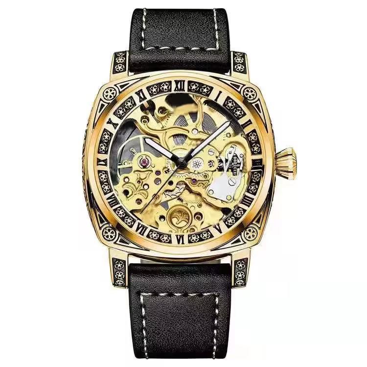 Duke of Lorraine 8837 Herren-Punk-Armbanduhr aus Edelstahl mit Automatikwerk