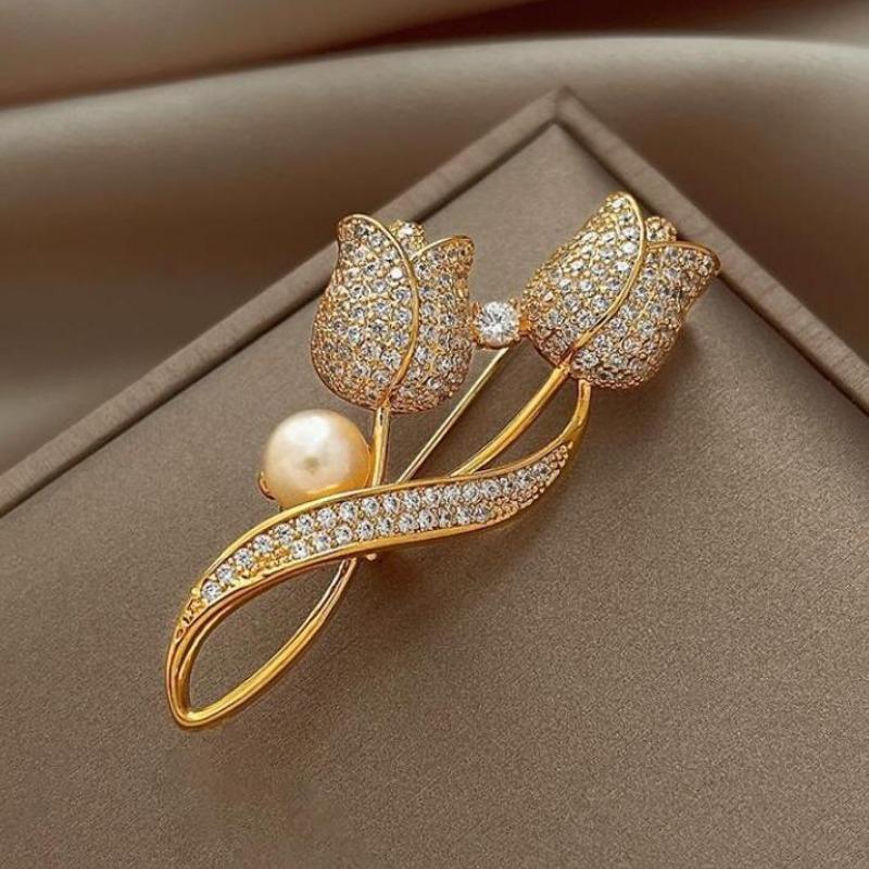 New Alloy Brooch High-end Niche Women's Peony High-end Pin Coat Suit High-end Versatile Brooch