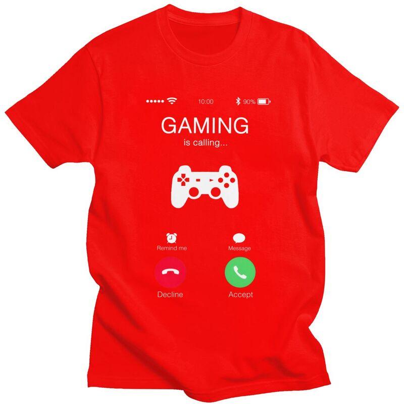 

Gaming Is Calling T Shirt Men Short Sleeves Pure Cotton Tshirt Leisure Game Lover Tee Tops Fashion Tshirt For Husband Boyfriend S