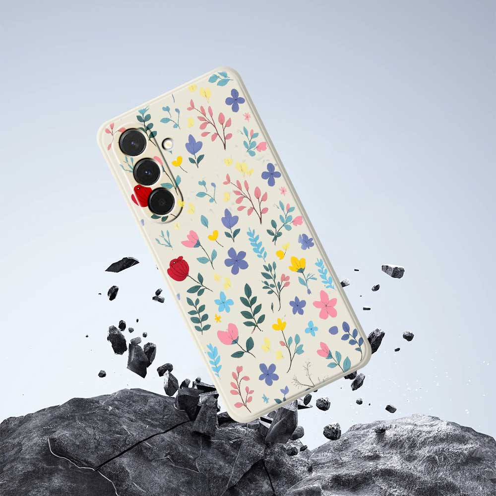 For Samsung Galaxy A36 5G Case Colorful Flower Branches Pattern Printing Straight Edge TPU Phone Back Cover