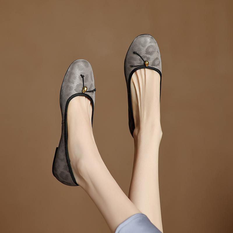 Krazing Pot Cow Skin Summer Spring Autumn Winter Flats Slip on Leopard Women Keep Warm Round Toe Bowtie Shallow Shoes