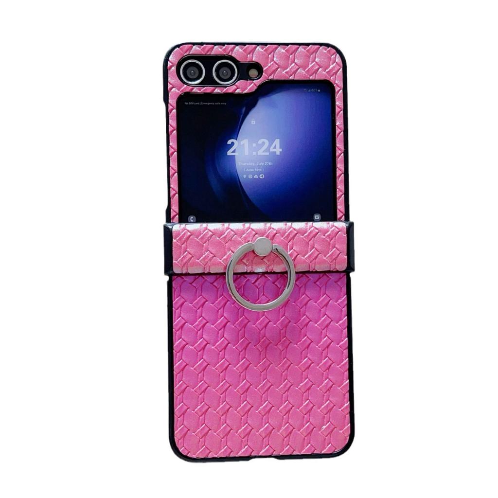 Applicable to Samsung ZFlip6/5 mobile phone case braided ring zflip3/4 generation leather case protective case anti-drop