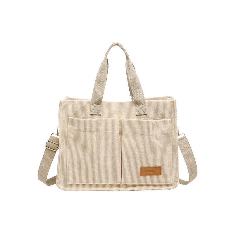 Contemporary Corduroy Soft Handbag Featuring Single Shoulder Strap For Wear Comfortable