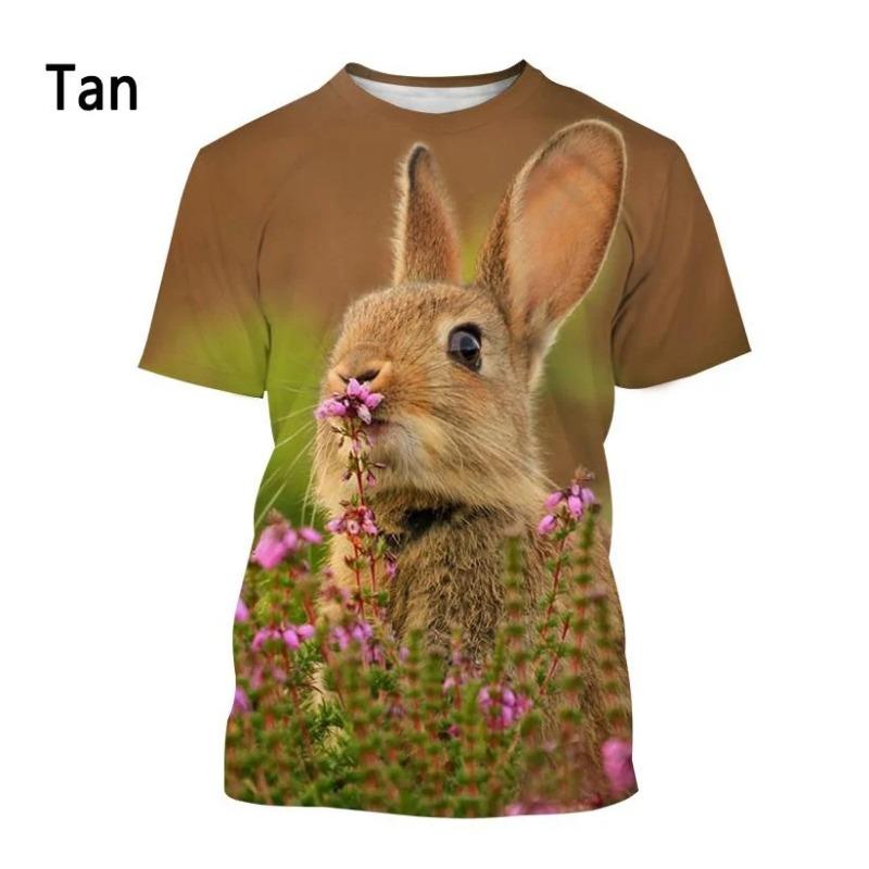 New Fashion Animal Rabbit 3D Printed T-shirt Men's and Women's Summer Casual Short Sleeve Crewneck Shirt Top