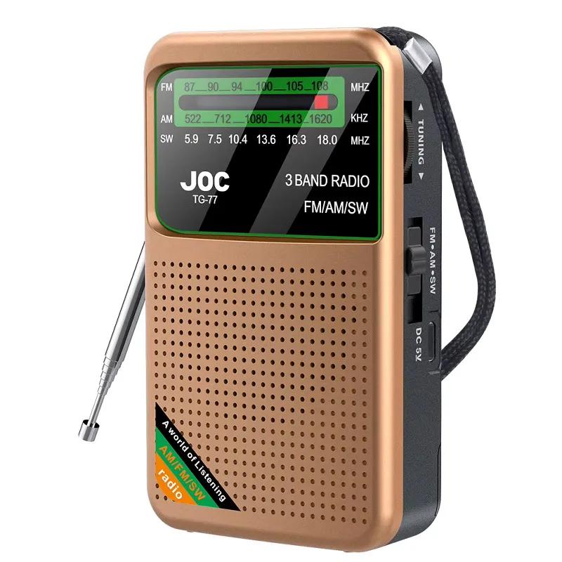 Portable AM/FM/SW Pocket Radio with Rechargeable Battery Wired Earphone Mini FM Receiver Radios