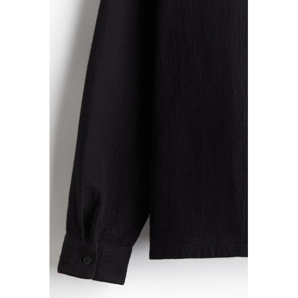 H M Textured sHirt Regular Fit Black
