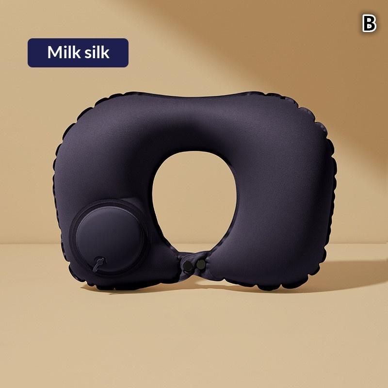Flocking Inflatable Portable Neck Pillow That Can Be Stored And Self Filled Suitable For Outdoor Travel Business Trips Camping