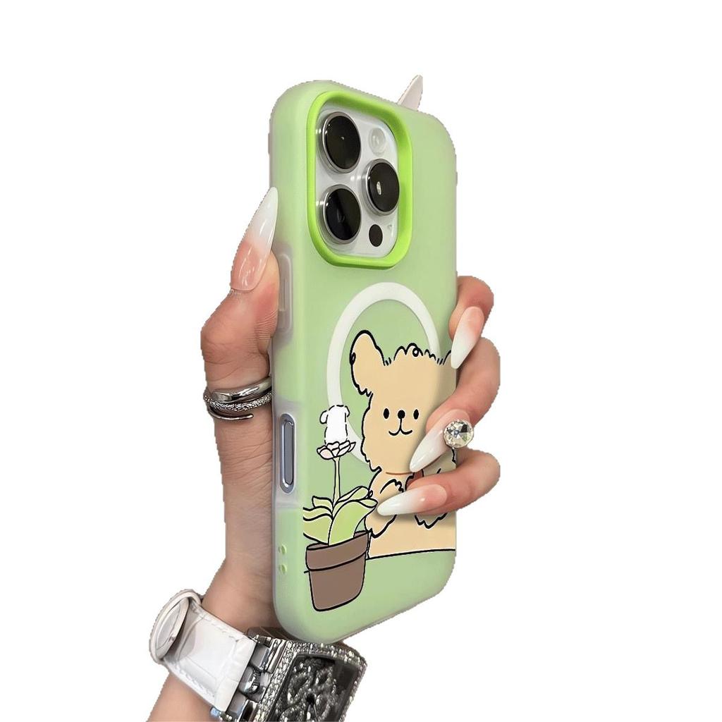 Magnetic Jelly Two-in-one Mobile Phone Case for Iphone14 Cartoon Cute Solid Color Frosted Mobile Phone Case Trendy Style
