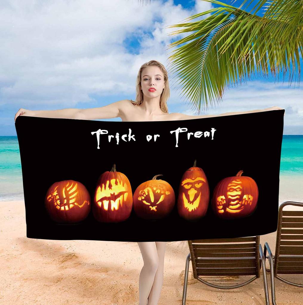 Halloween pumpkin background single-sided printing Beach Towel Home Decoration Bath Towel 75x150cm Bathroom