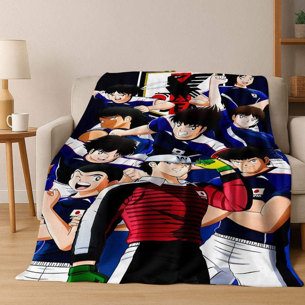 3D Cartoon Captain Ozora Tsubasa Football Anime Flannel Blanket,Warm and Cozy Soft Throw Blanket for Home Bedroom Bed Sofa Cover