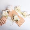 Premium Artificial Flower Wedding Corsage Pair For Bride Grooms Bridesmaids Matching Accessories Western Ceremony