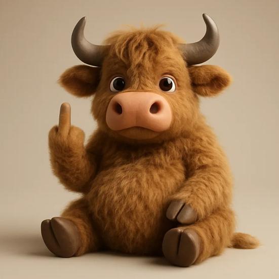 Flip-off Animal Decoration Plush Sassy Hippo Ornament Highland Cow Panda
