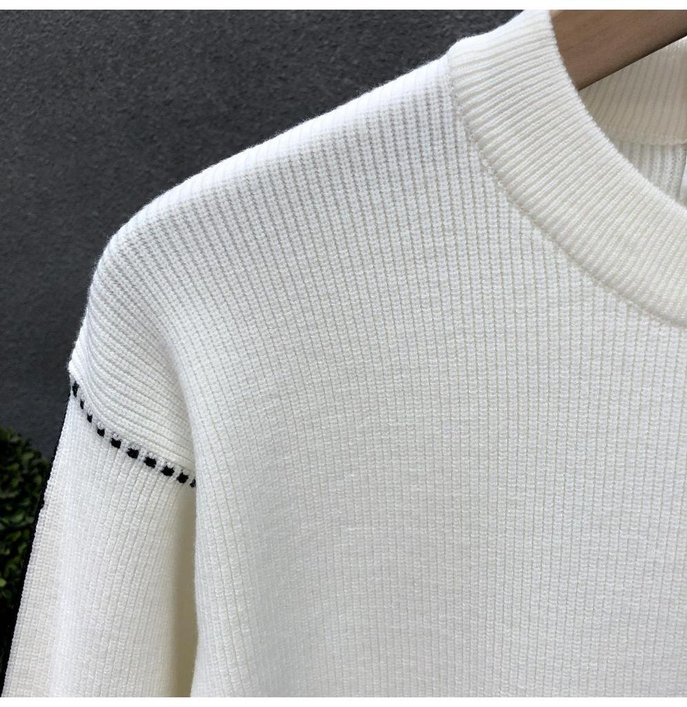 Men's Korean Style Contrast Stitch Knit Sweater - Autumn/Winter Trend 2025