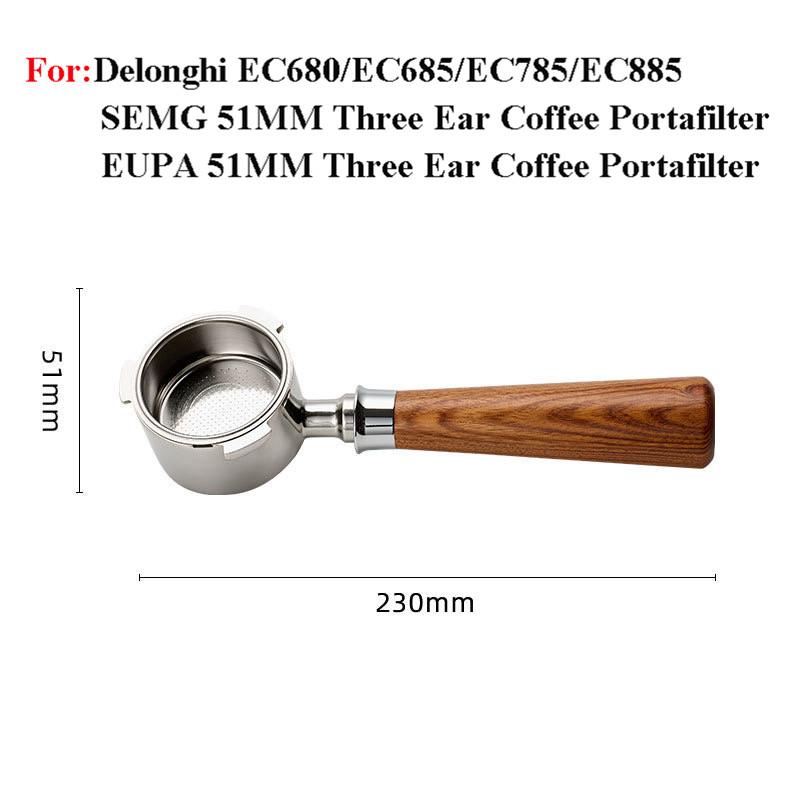 

51мм Портафільтр для Naked Coffee для Delonghi EC680/EC685/EC785/EC885 Ручка для кави з нержавіючої сталі з кошиком на 1/2/4 чашки with 2 cup basket