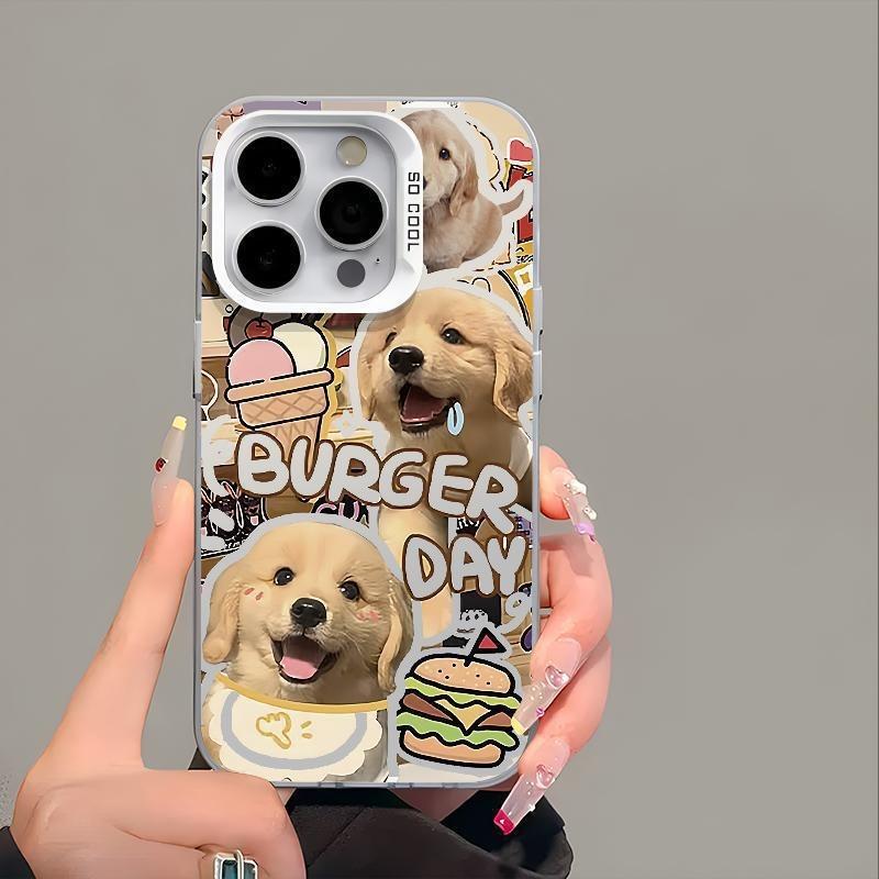 Hamburger cat dog for Apple 16 mobile phone case iPhone15 couple 14promax matte 12 anti-drop 13