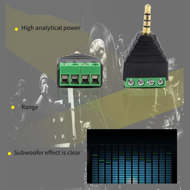 3.5mm Male/Female Terminal Block Connector 3.5mm 4 Pin Stereo Plug Headphone Bolt Screw Solderless Terminal Adapter