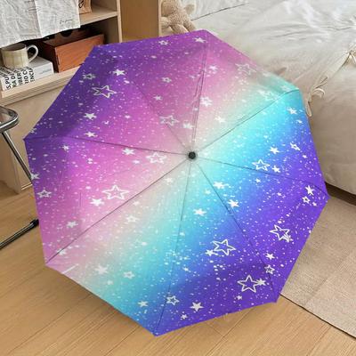 1pc Rainbow Galaxy Pattern Umbrella Automatic Opening and Closing Umbrella, High Quality Umbrella, Ideal Gift for Her 190