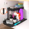 Adjustable Height Under Sink Organizers and Storage, Pull Out Cabinet Organizer 2 Tier Slide Out Shelf Under Cabinet Storage, Under Sink Organize