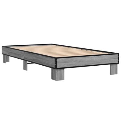 Bed Frame Gray Sonoma 90x200 Cm Particleboard and Metal