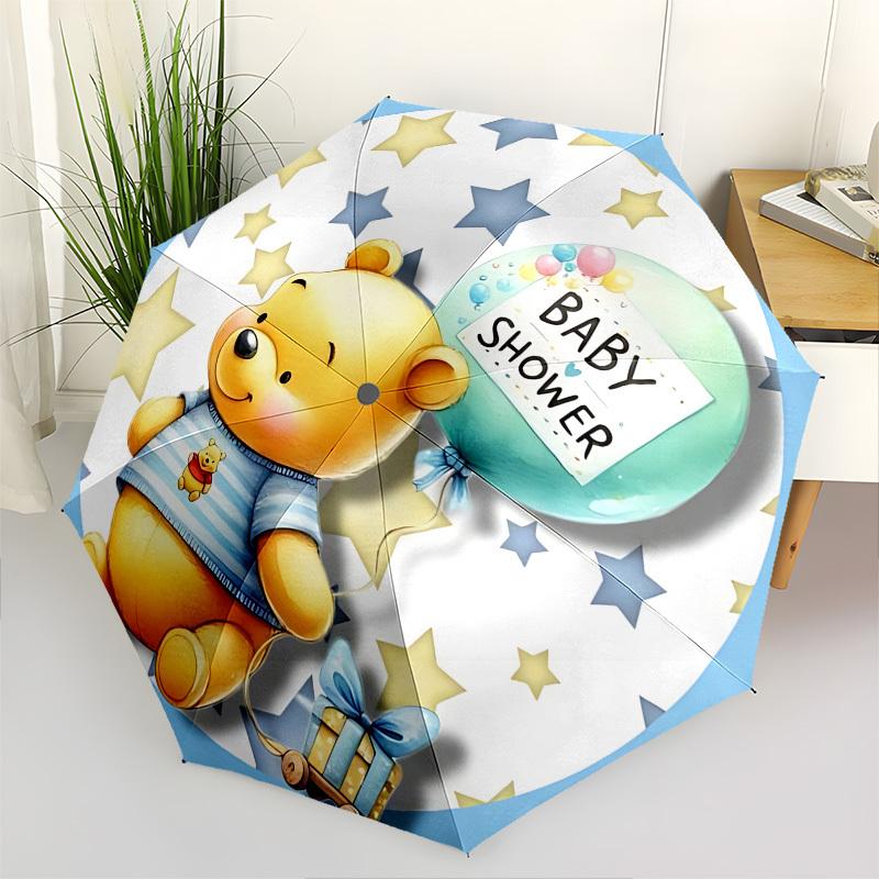 

Winnie the Pooh Themed Automatic Opening and Closing Umbrella, Brightly Colored 8-rib Portable Umbrella, Suitable for Men and Women, A Perfect Gift fo