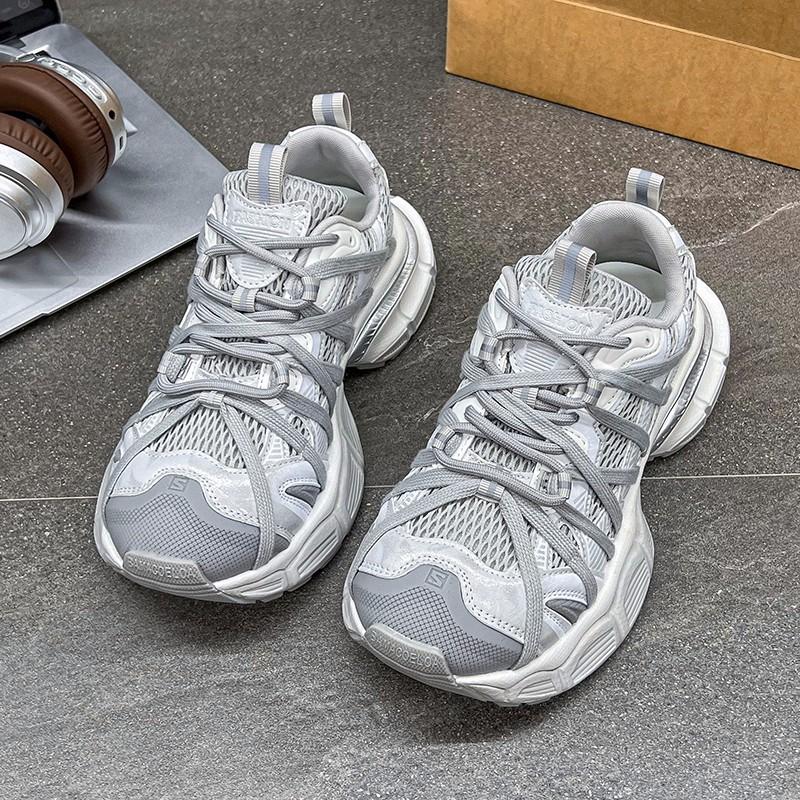 Trendy version of Paris new color straps platform dad shoes girl 2025 new leather mesh breathable versatile sports and leisure