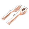 48PCS Disposable Mini Spoon Fork Gold Silver Plastics Ice Cream Scoop Tasting Spoons Party Tableware Dessert Fork Spoons