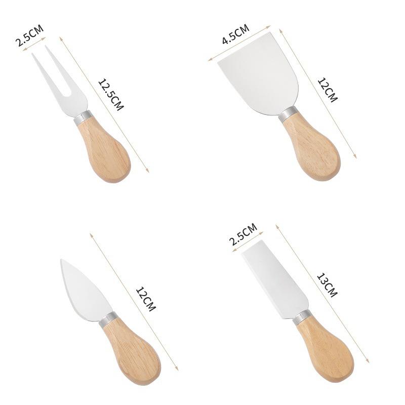 4Pcs Mini Cheese Knives Set Wood Handle Stainless Steel Cheese Slicer Cutter Small Butter Knife Spreader Kitchen Tools Gadgets