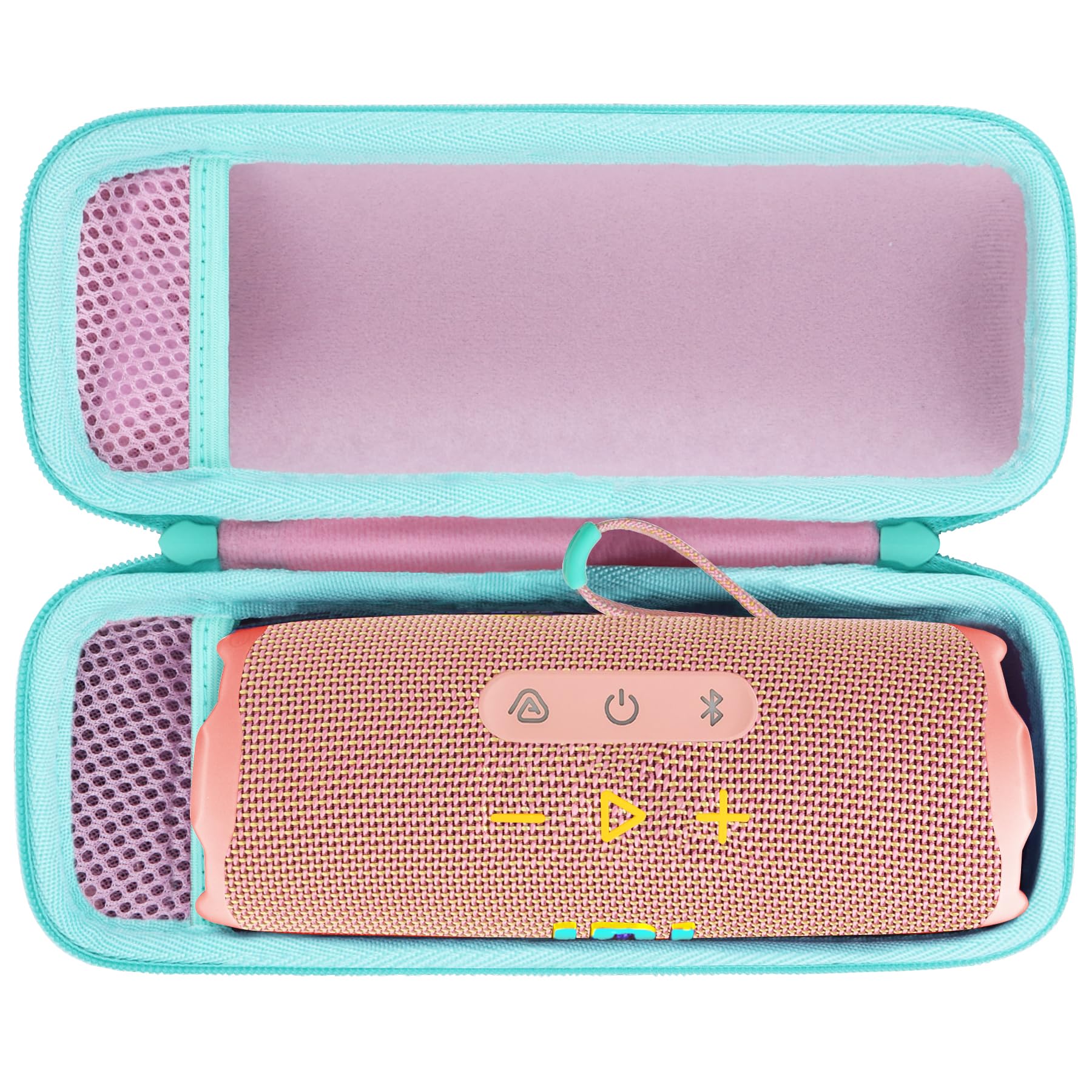 

Lebakort Waterproof Portable Bluetooth Wireless Speaker with Storage Case Compatible with Flip Flip Flip and Flip 4 Mint Green 7, 6, 5, (Pink Case)