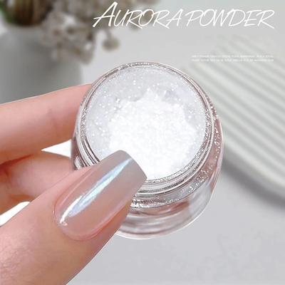 Moonlight Mirror Nails Powder Aurora Metallic Silver Effect Nail Art Decoration Pigments Glitter Chrome Holographic Nail Powders